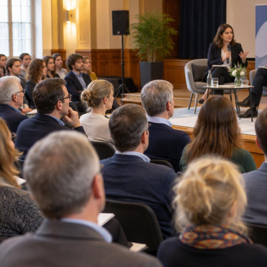 Audience listening at a public event
