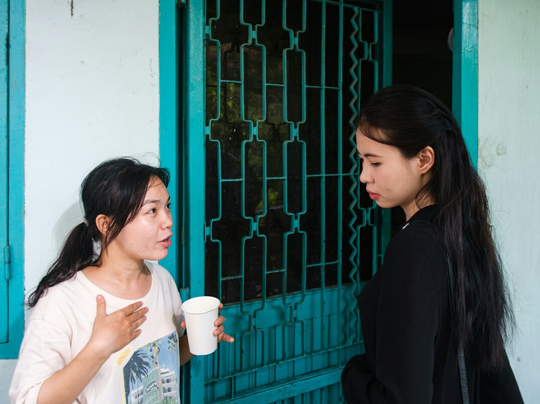 People discussing at a meeting